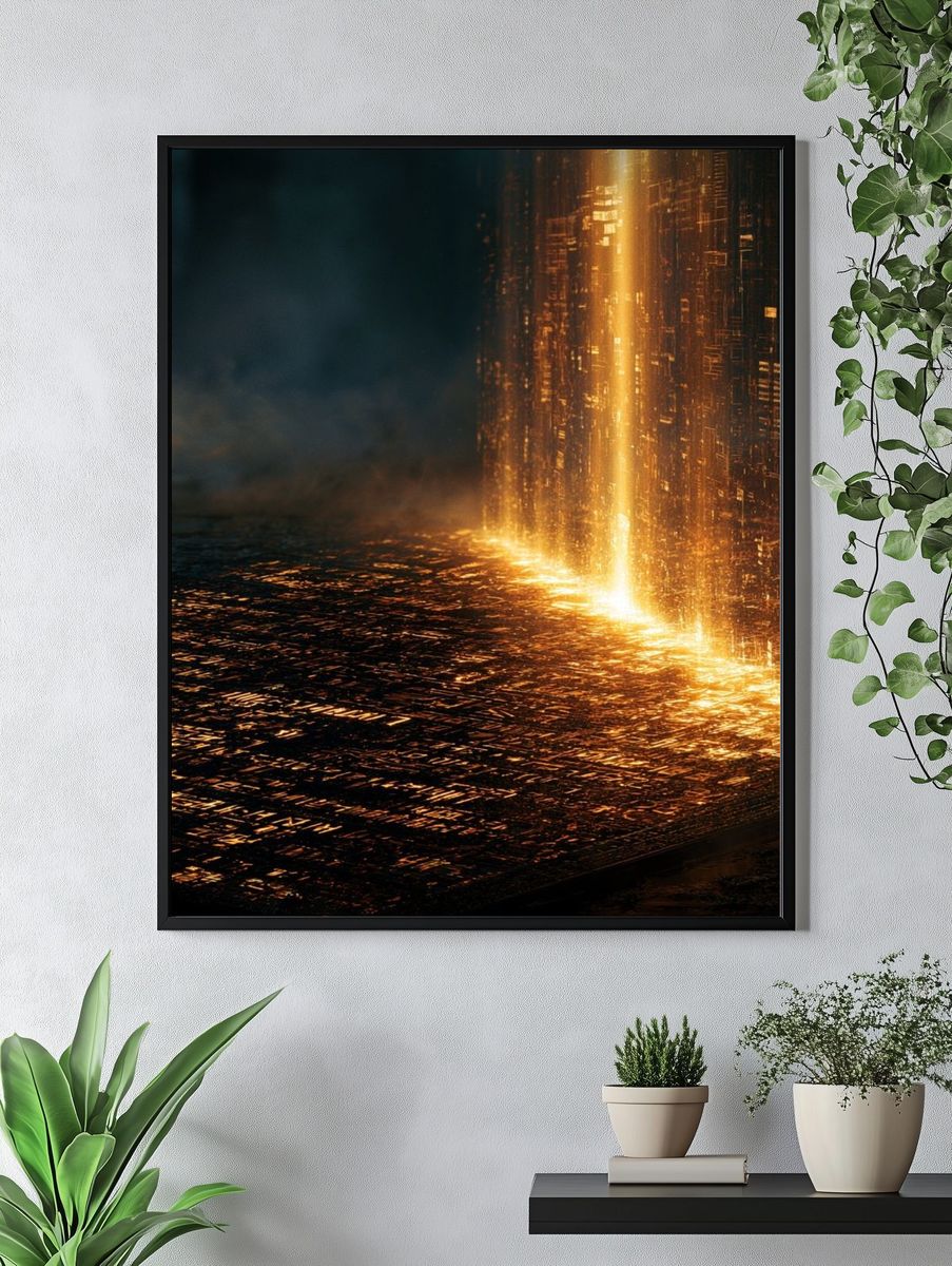Golden Light Abstract Print. — room view 4