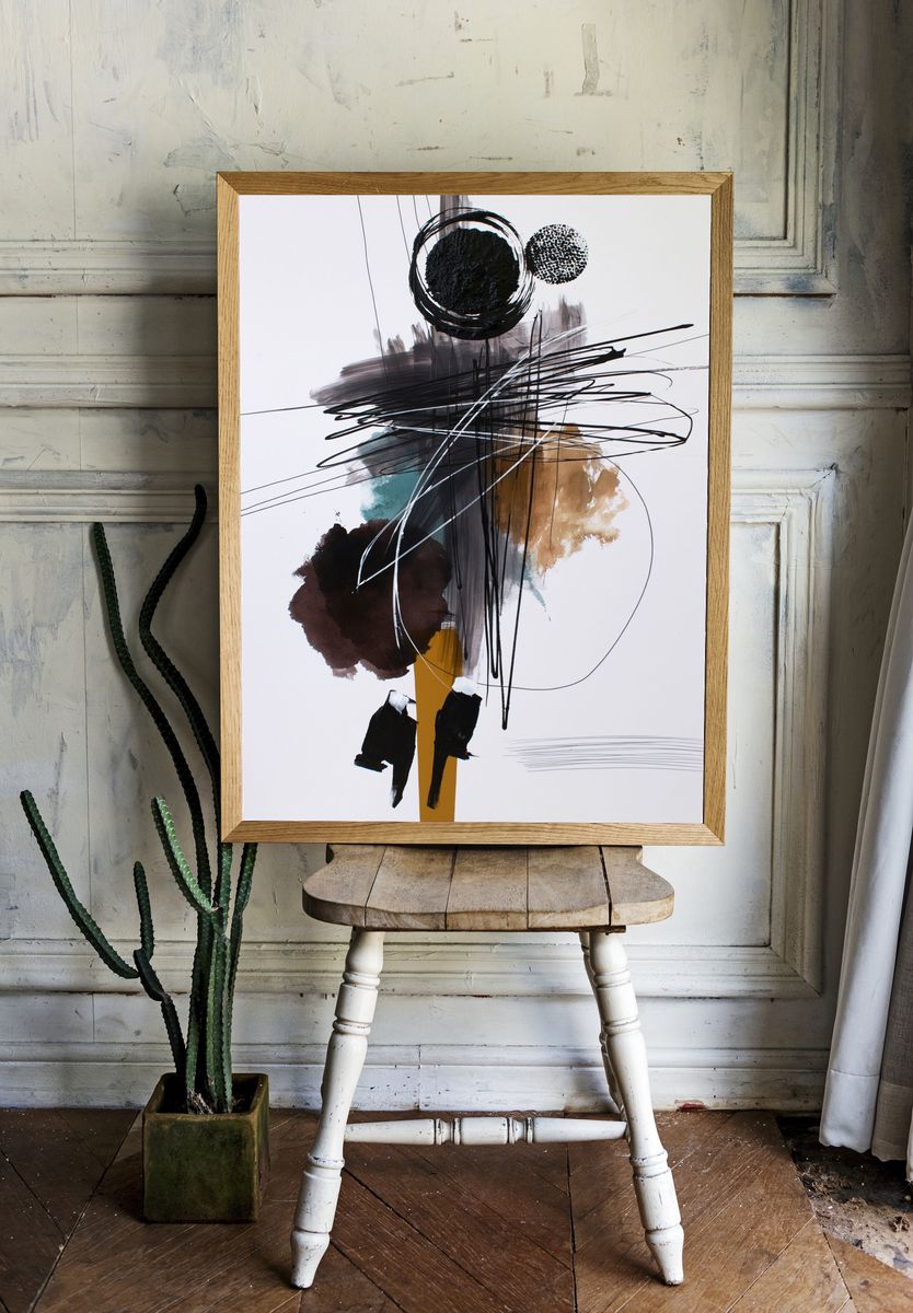 Monochrome Gesture Abstract Poster. room preview