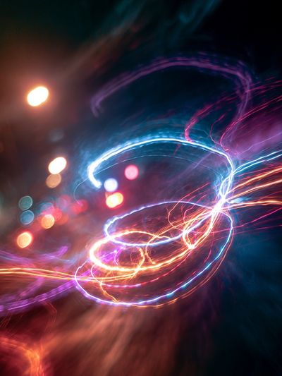 Neon Light Trails Abstract Poster. poster