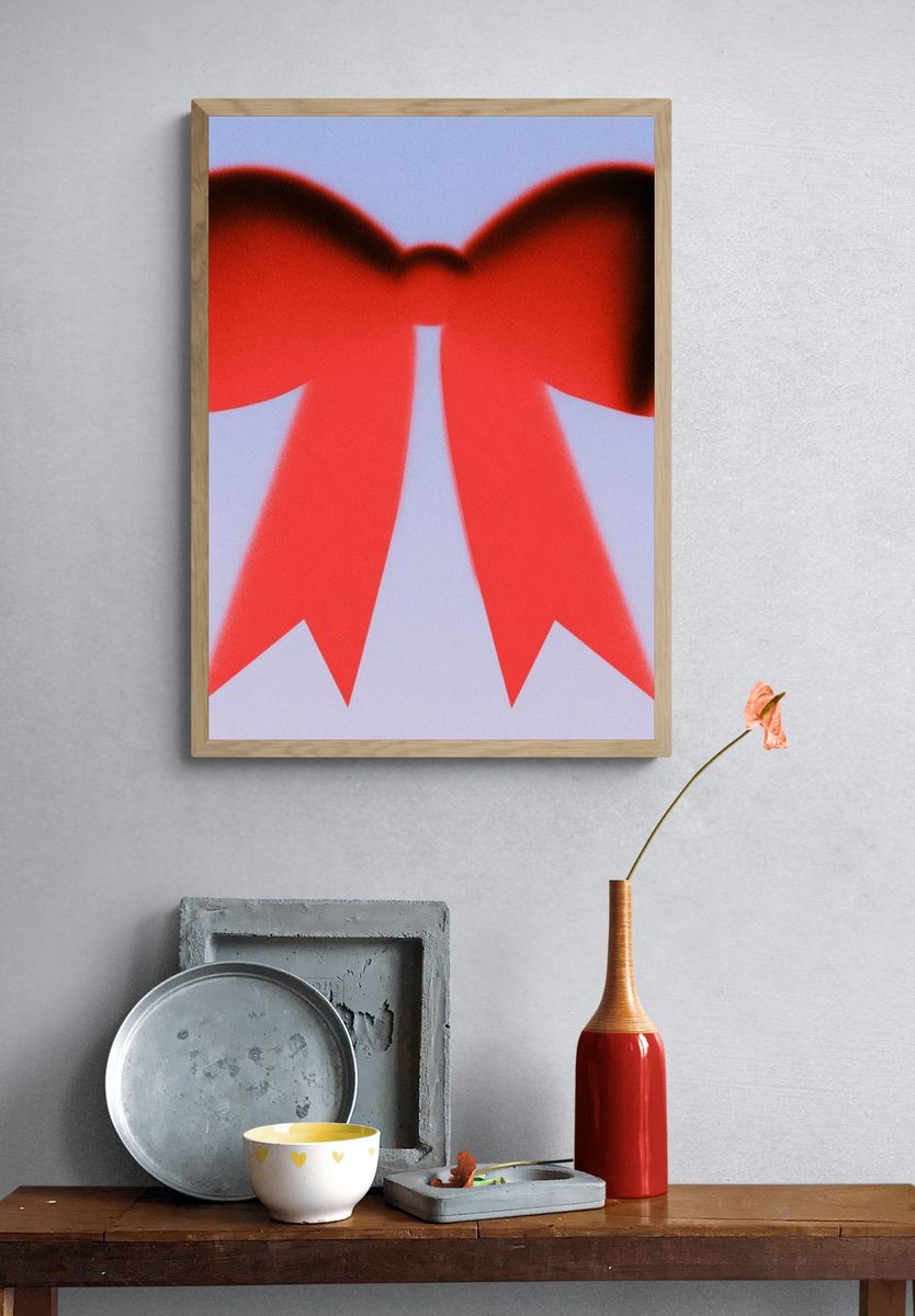 Red Bow Abstract Poster. — room view 3