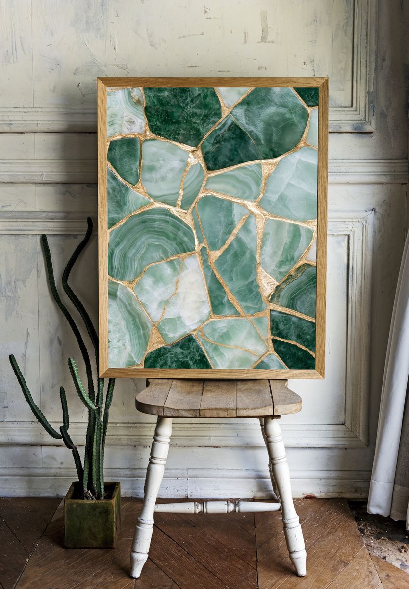 Green Onyx Mosaic Abstract Poster. — room view 1
