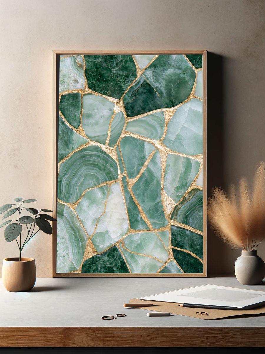 Green Onyx Mosaic Abstract Poster. — room view 2