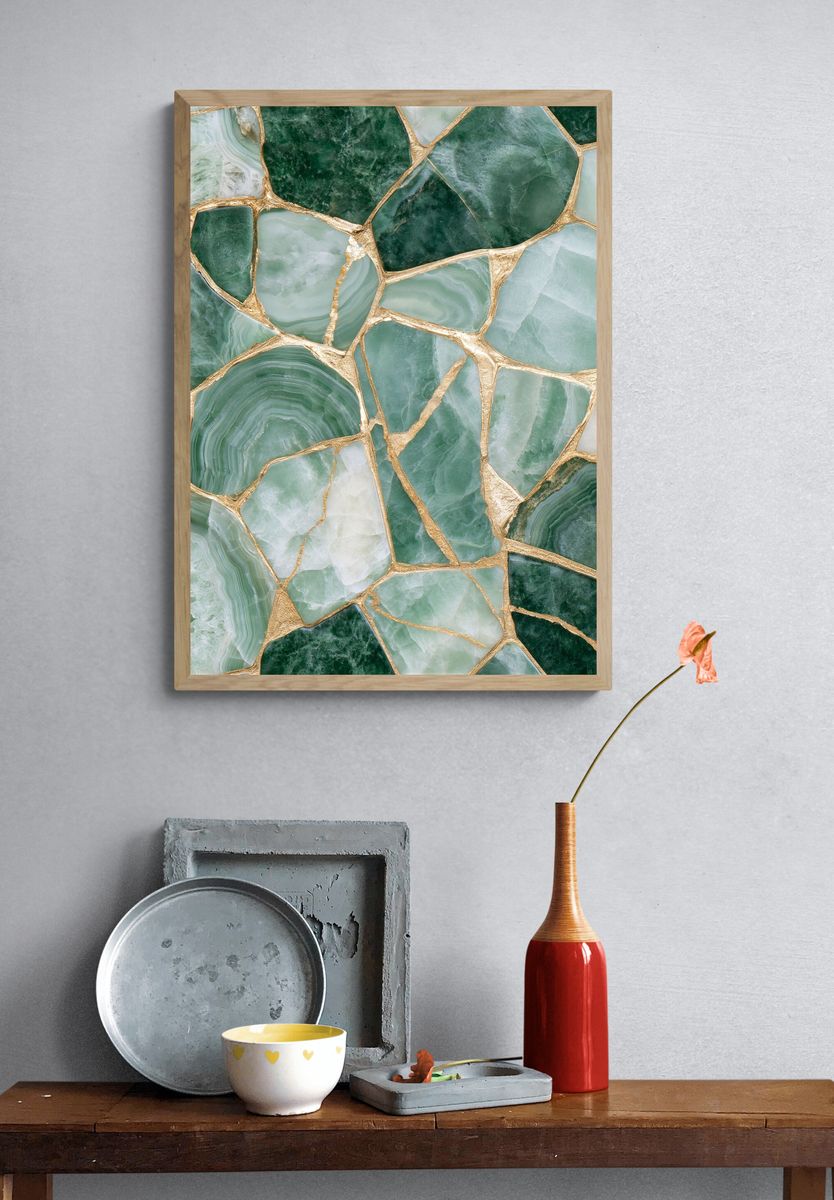 Green Onyx Mosaic Abstract Poster. — room view 3