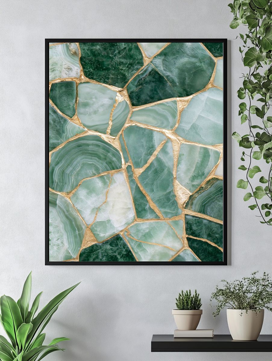 Green Onyx Mosaic Abstract Poster. — room view 4
