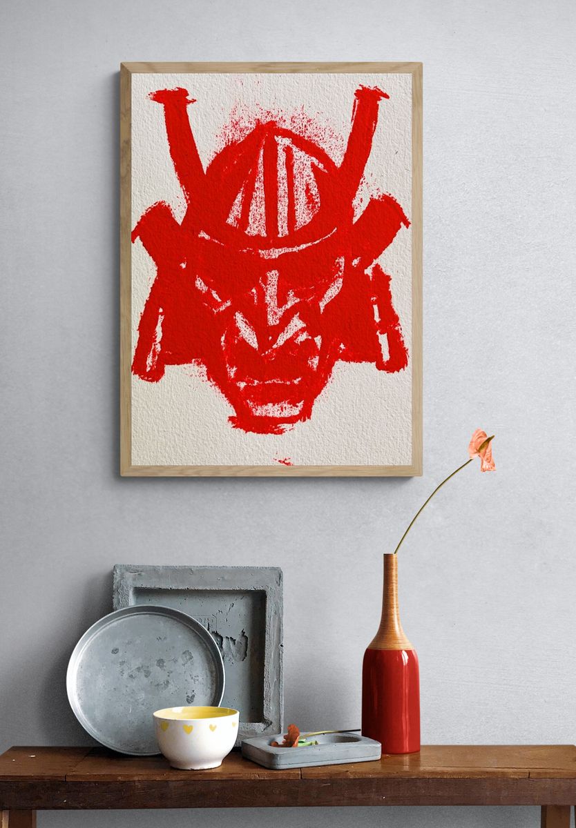 Red Mask Abstract Poster. — room view 3