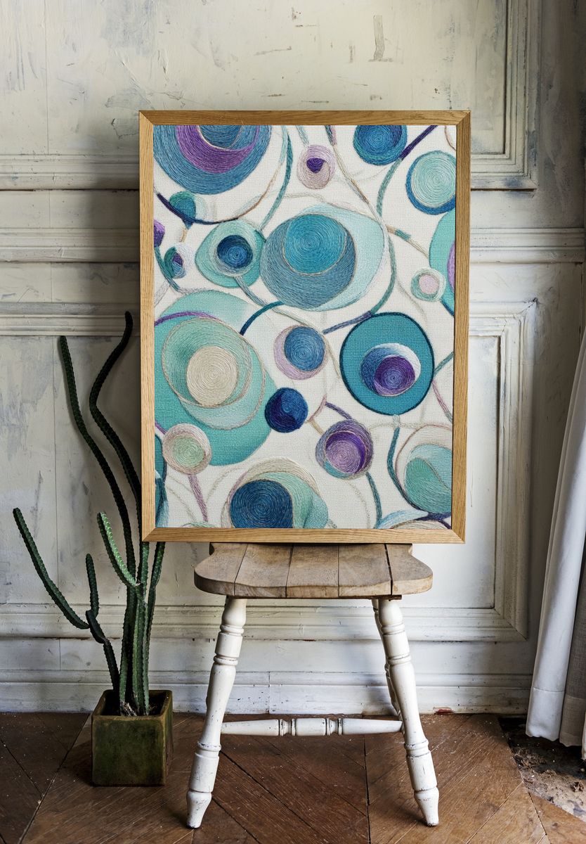 Spiral Circles Abstract Print. room preview