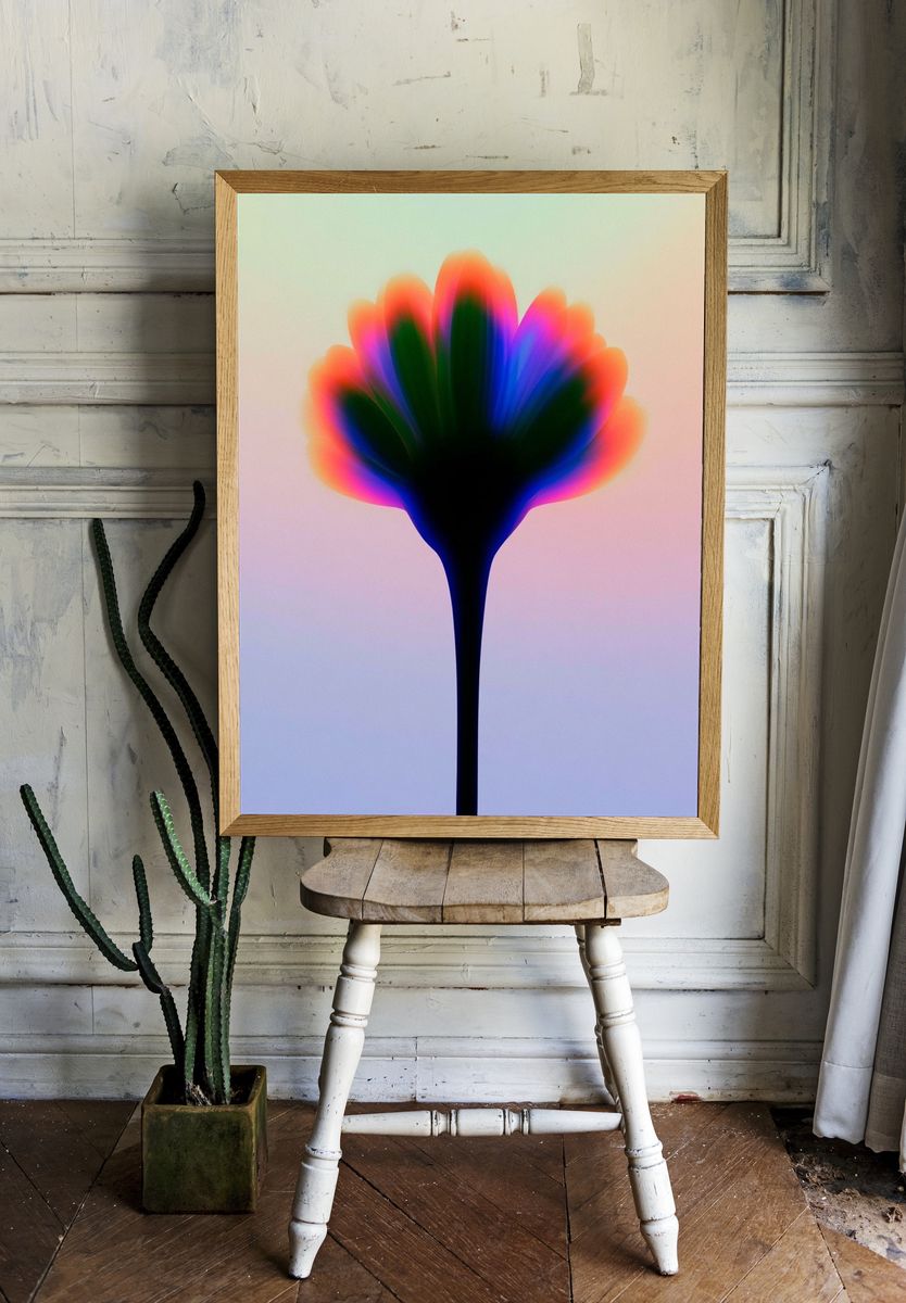 Neon Bloom Abstract Poster. — room view 1