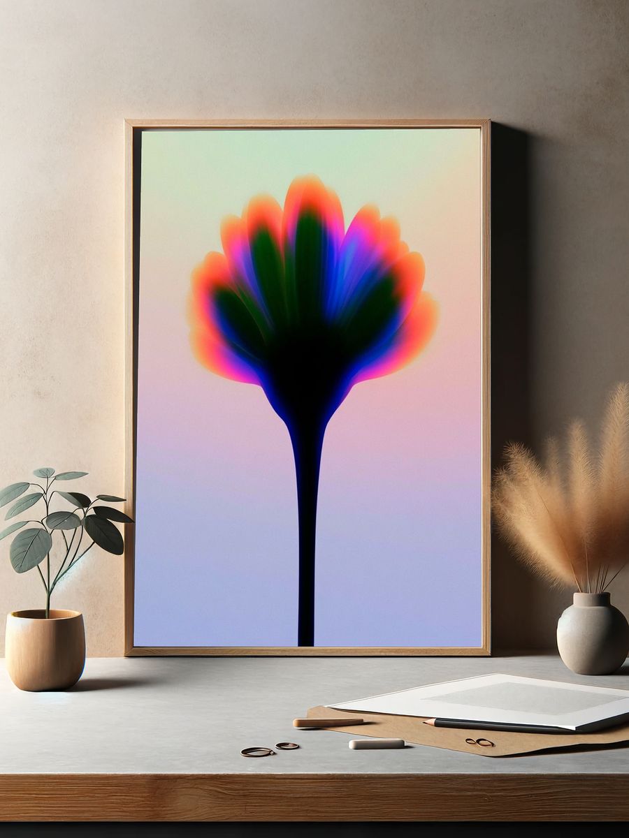 Neon Bloom Abstract Poster. — room view 2