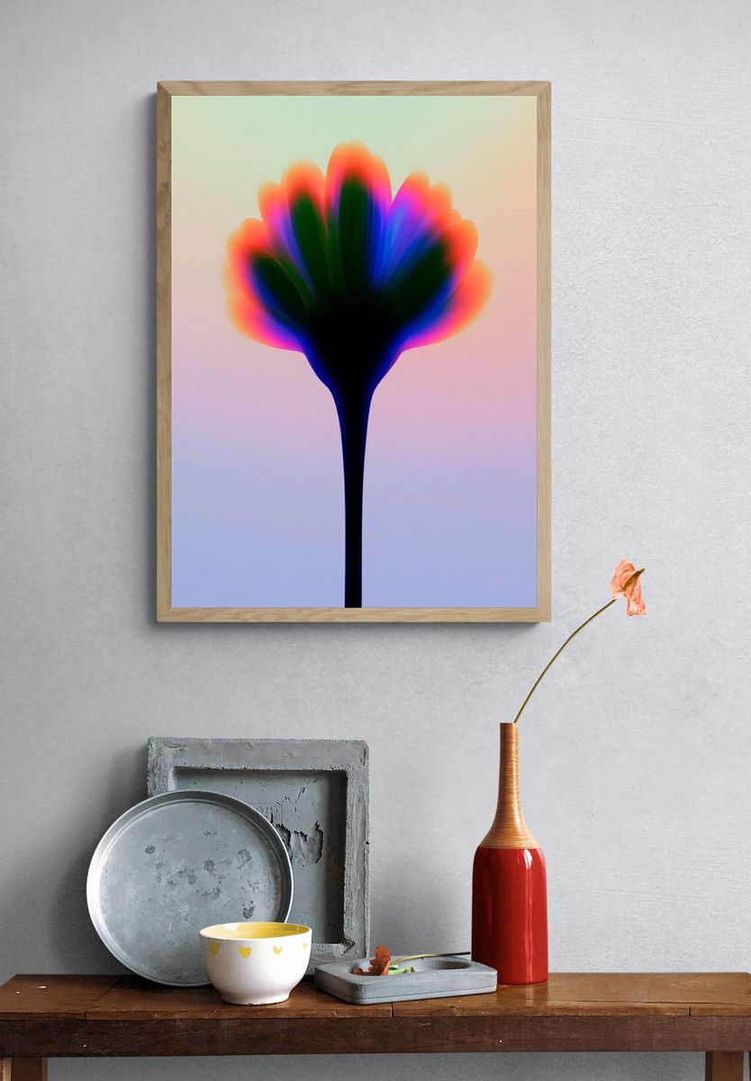 Neon Bloom Abstract Poster. — room view 3