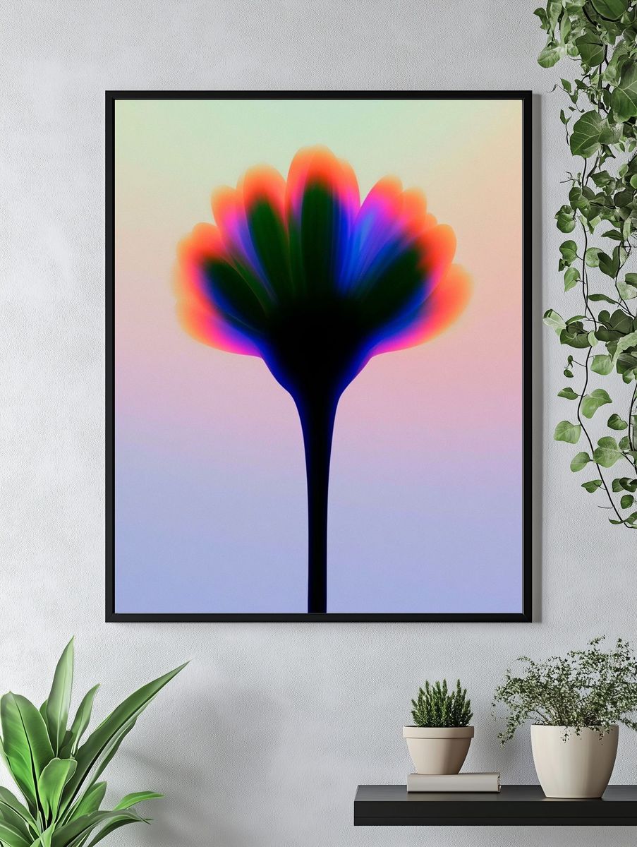 Neon Bloom Abstract Poster. — room view 4