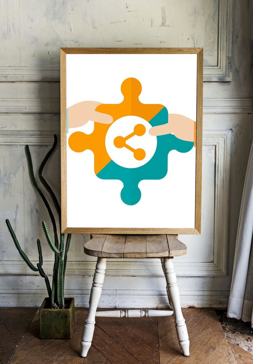 Puzzle Share Icon Abstract Poster. — room view 1