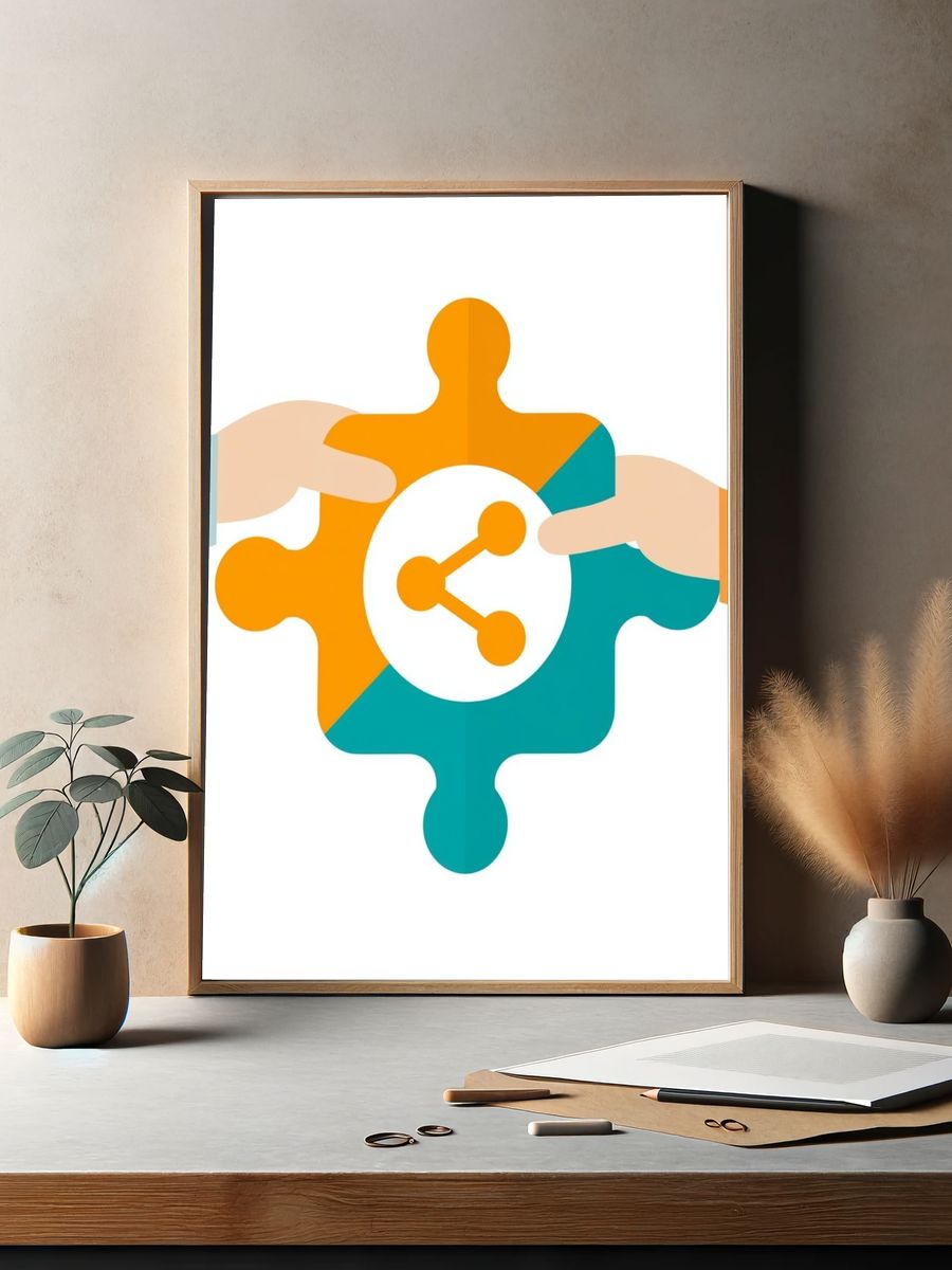 Puzzle Share Icon Abstract Poster. — room view 2