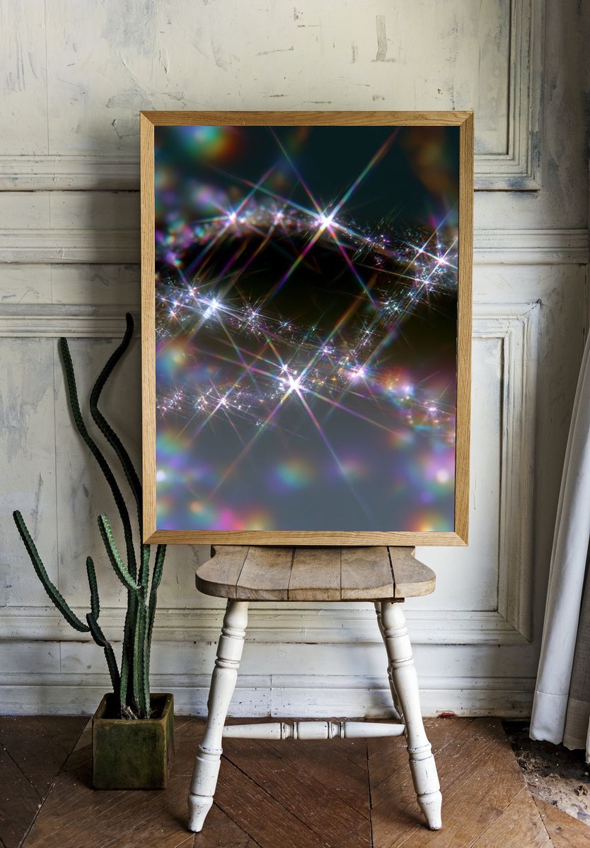 Prismatic Light Spark Abstract Poster. room preview