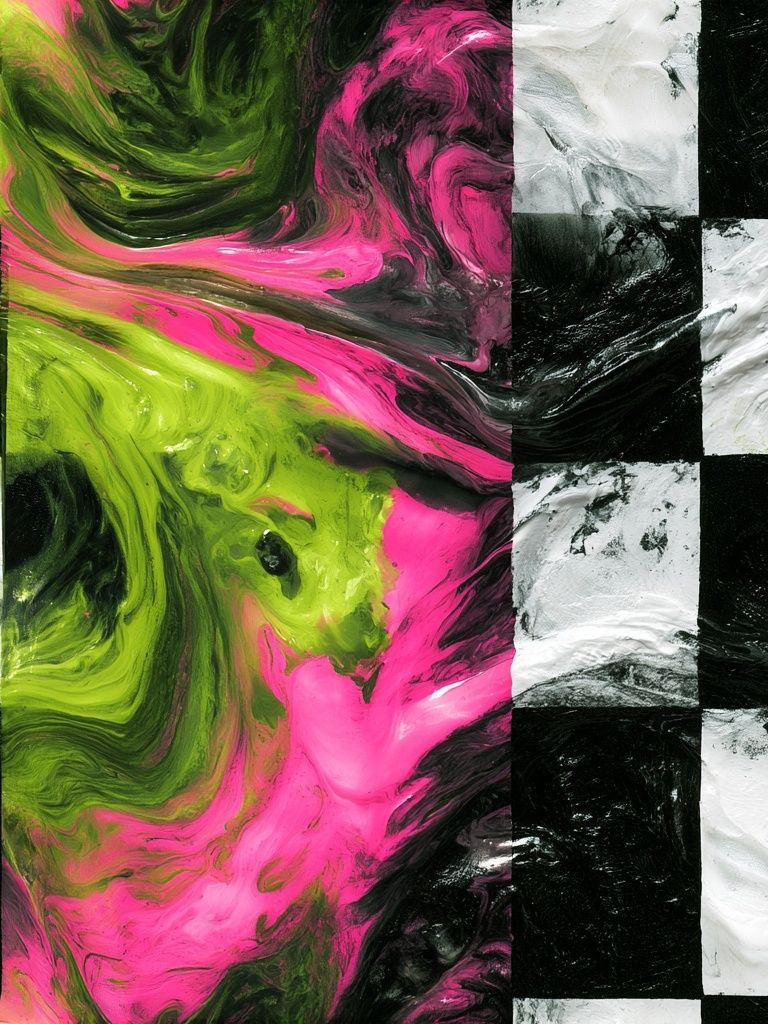 Neon Marble Swirl Abstract Poster. poster detail