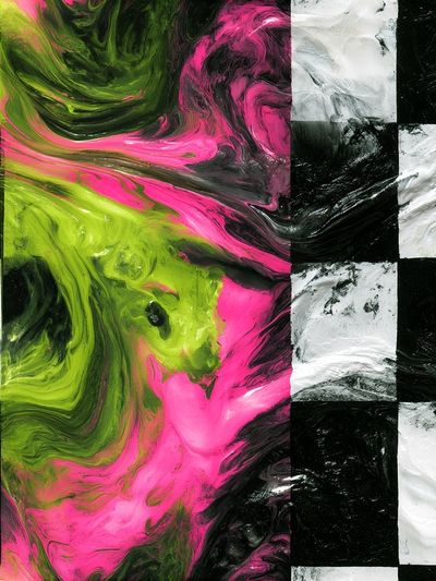 Neon Marble Swirl Abstract Poster. poster print