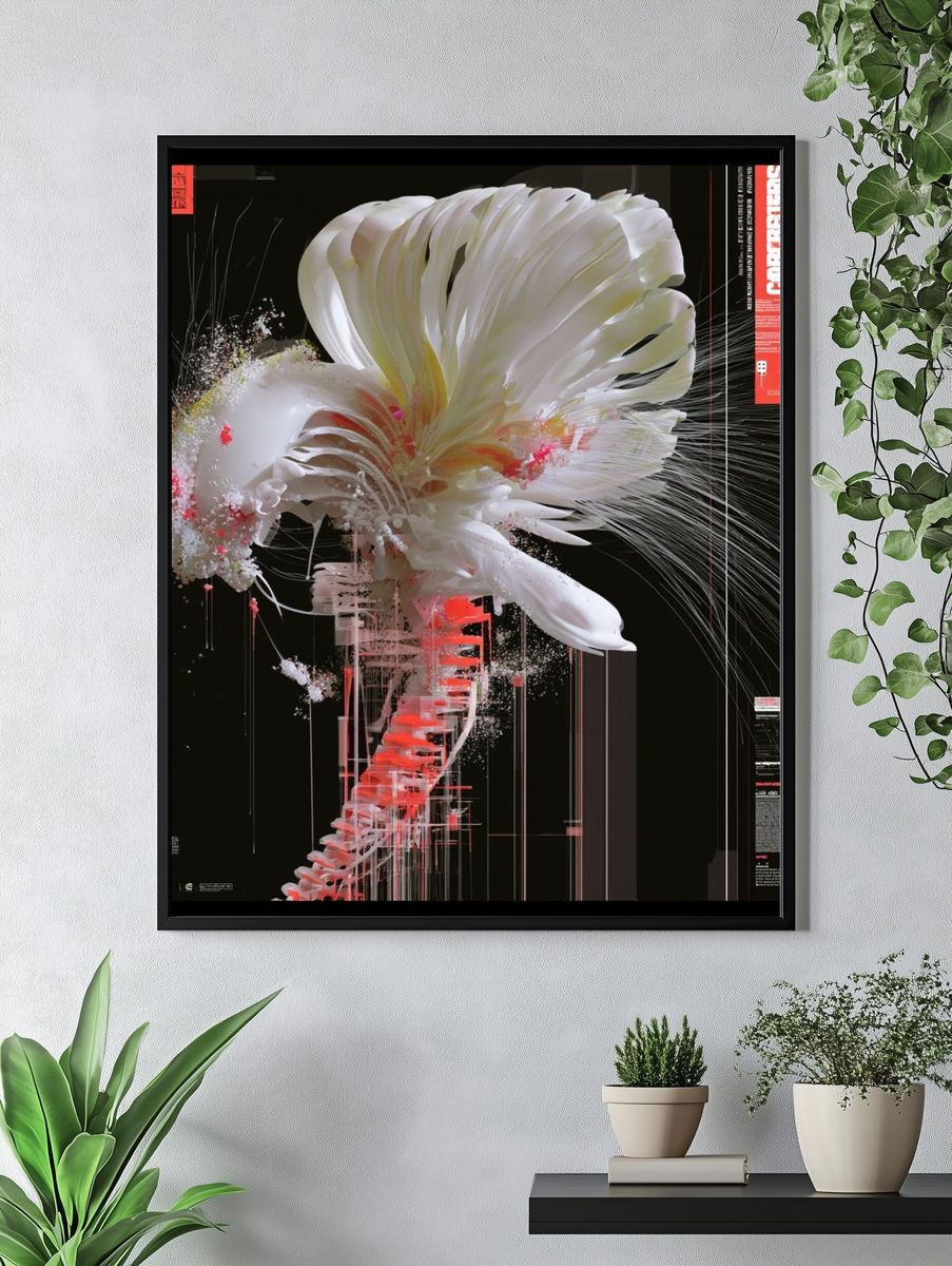 Abstract Floral Digital Art Poster. — room view 4