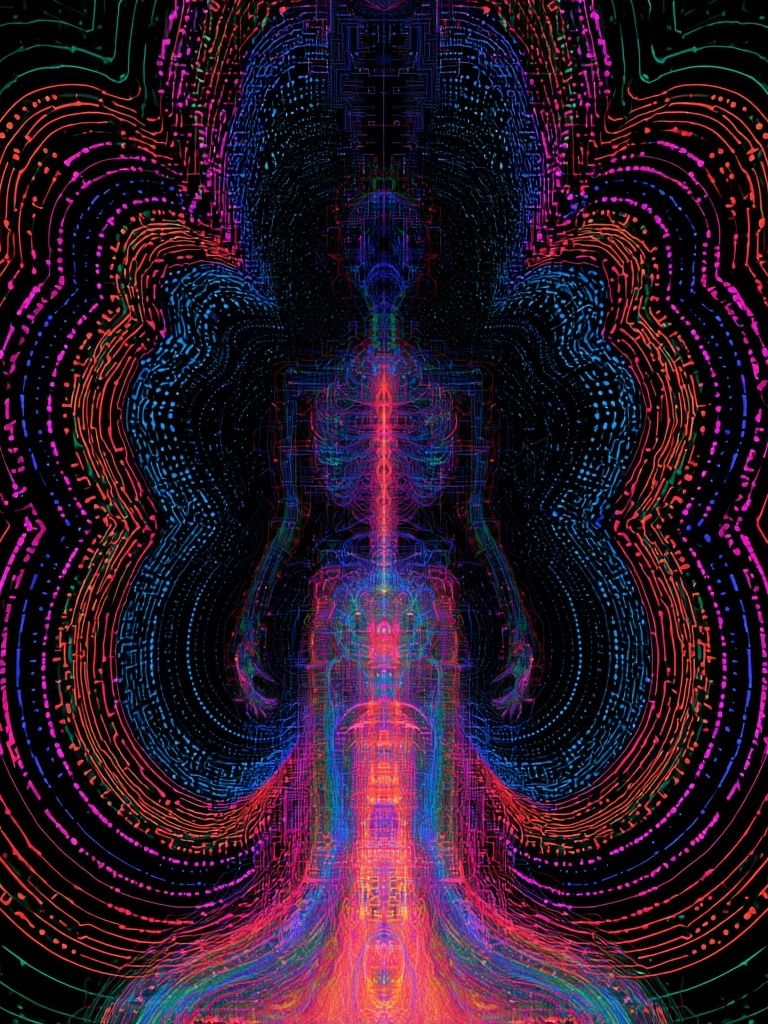 Neon Energy Figure Abstract Print. poster — abstract art