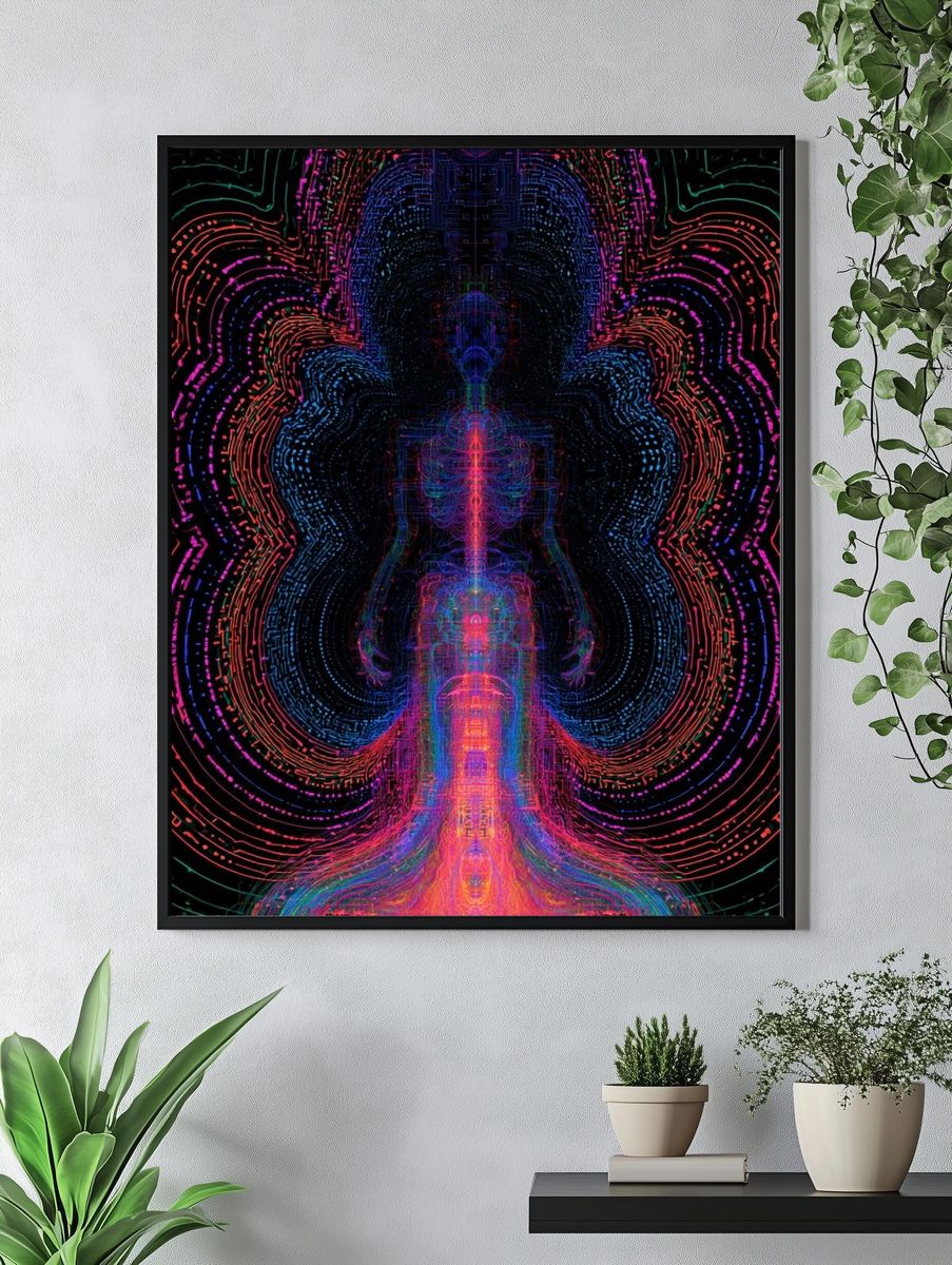 Neon Energy Figure Abstract Print. — room view 4