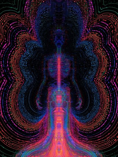 Neon Energy Figure Abstract Print. poster