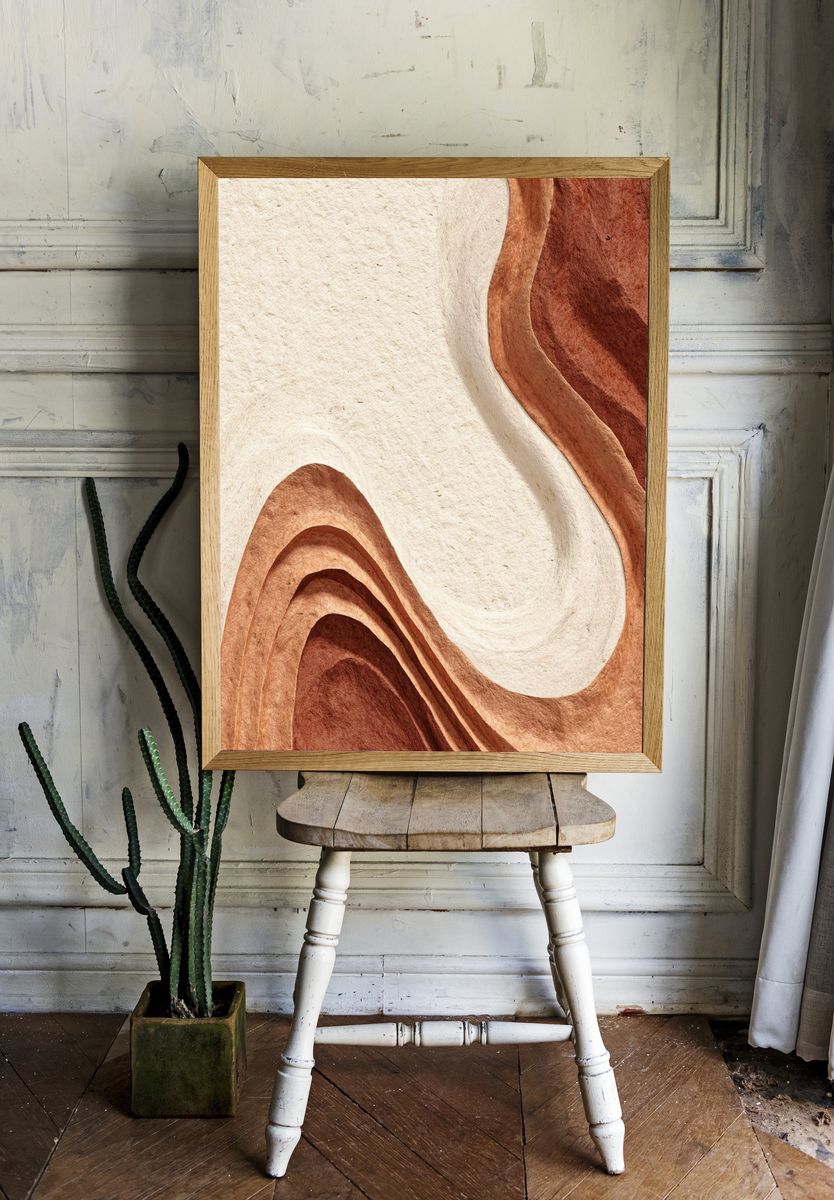 Earthy Wavy Abstract Poster. — room view 1