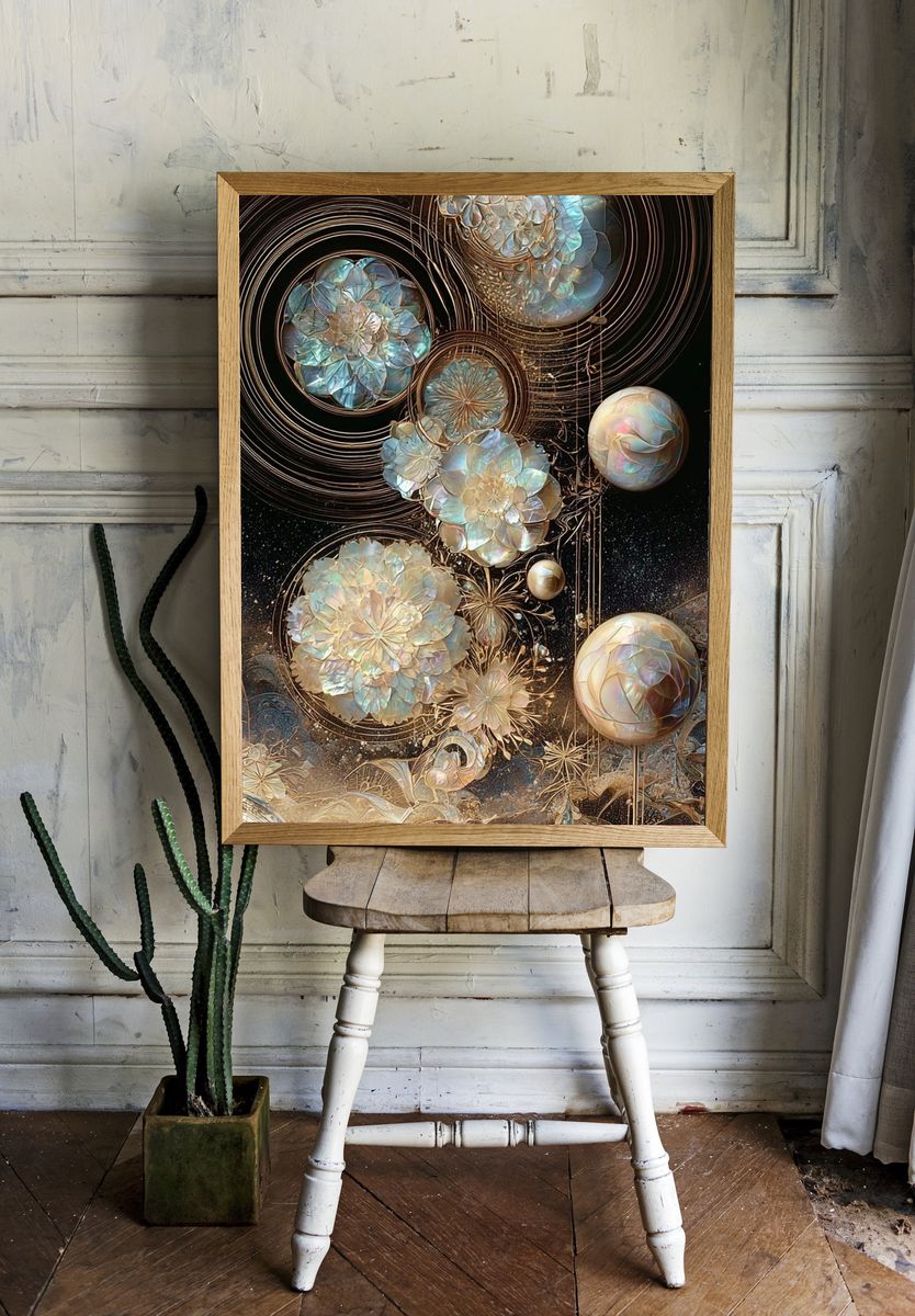 Celestial Floral Orbit Abstract Poster. — room view 1