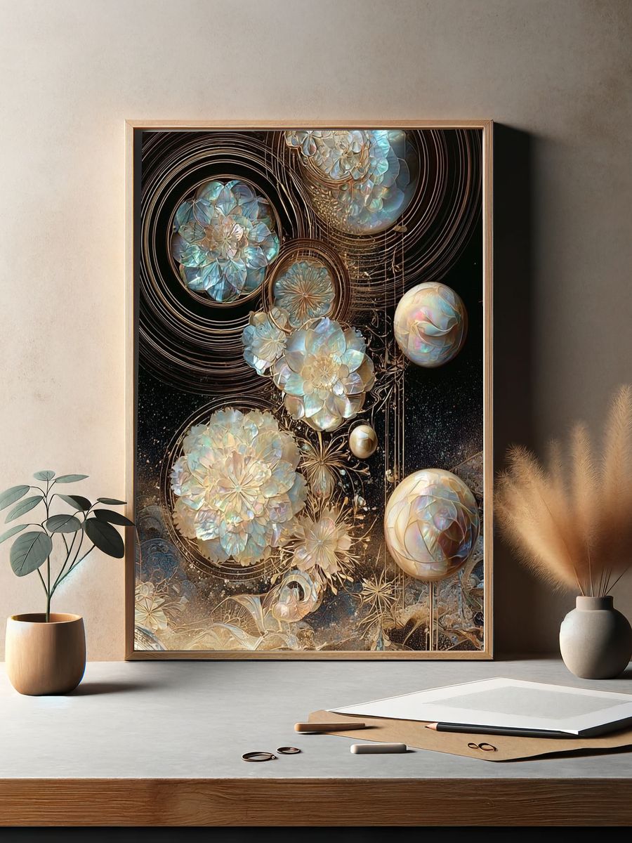 Celestial Floral Orbit Abstract Poster. — room view 2