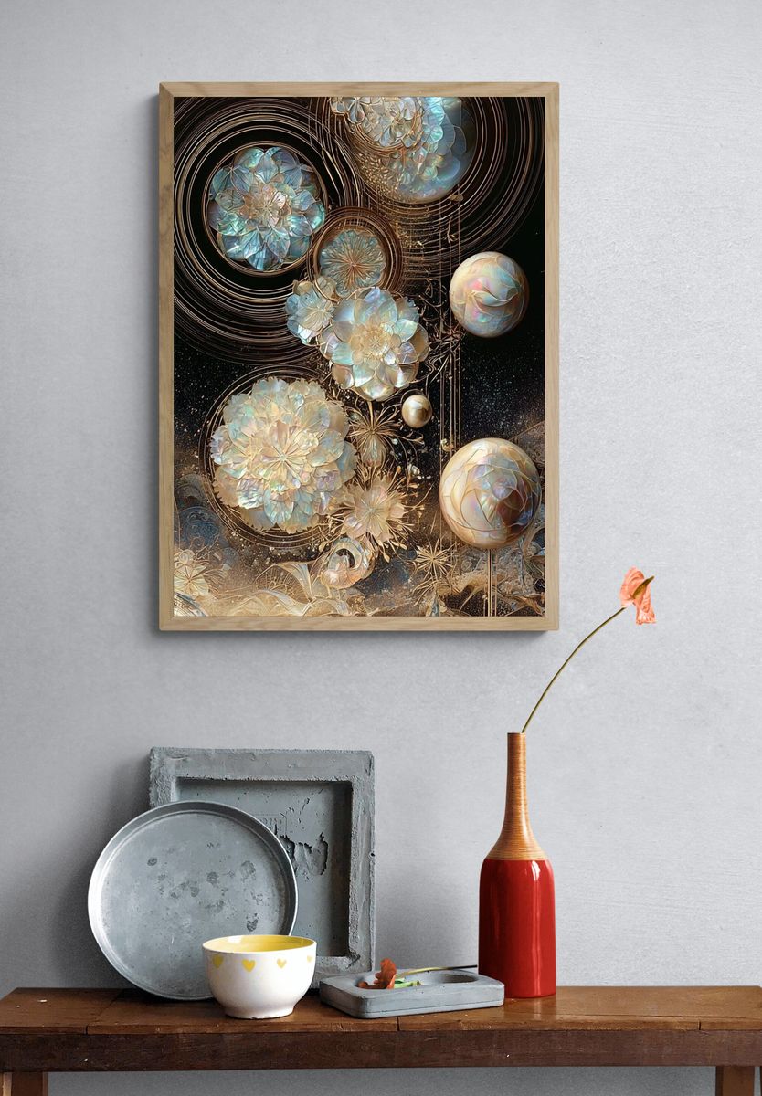 Celestial Floral Orbit Abstract Poster. — room view 3