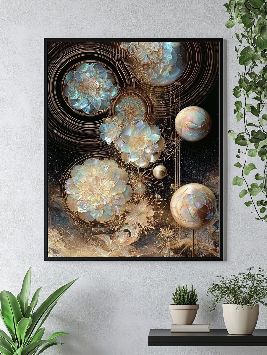 Celestial Floral Orbit Abstract Poster. — room view 4