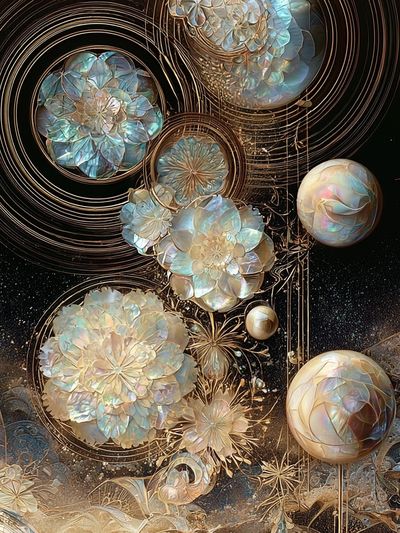 Celestial Floral Orbit Abstract Poster. poster