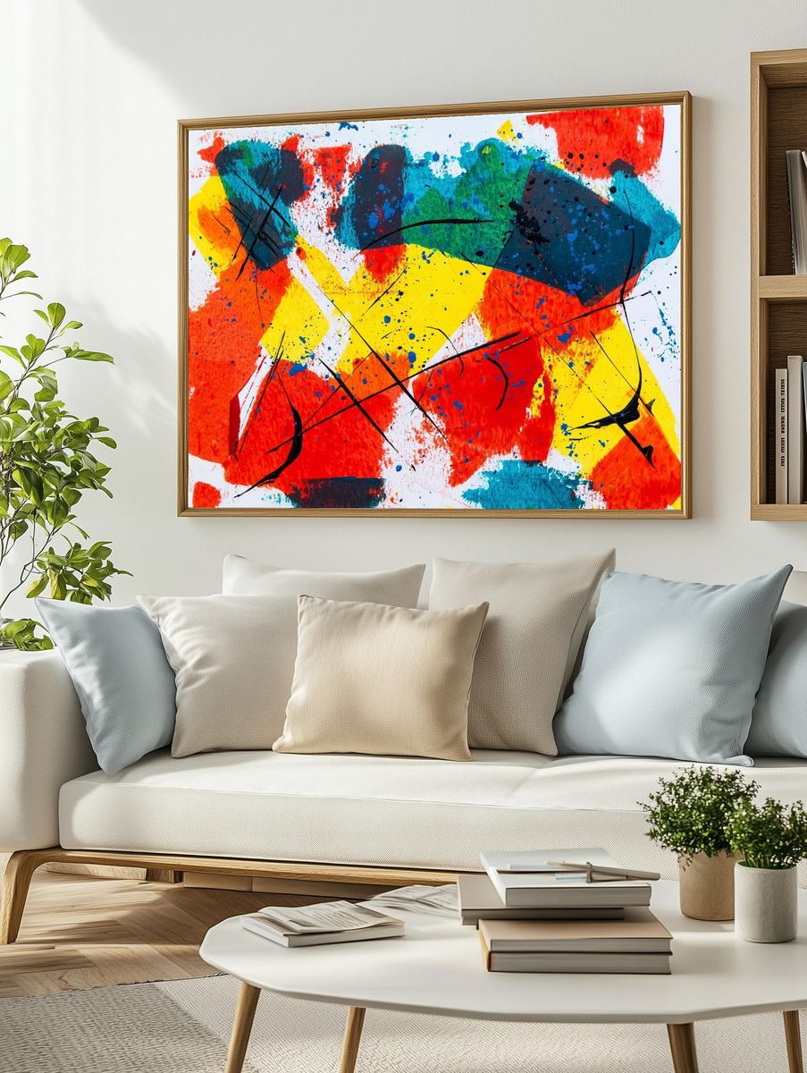 Free bold abstract painting background. — room view 2