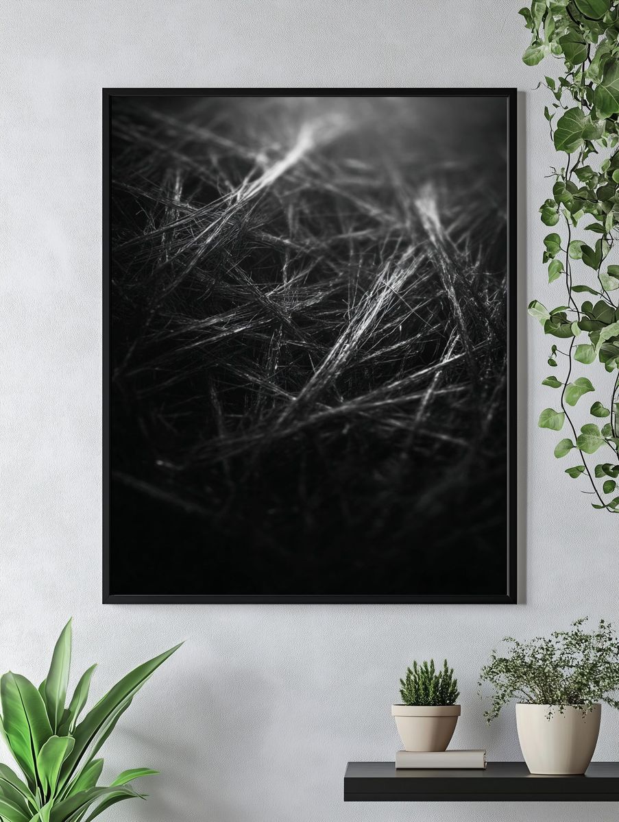 Abstract Scribbles — Black-White Print. — room view 4