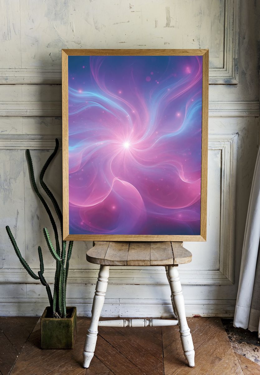 Cosmic Aurora Glow Print. room preview