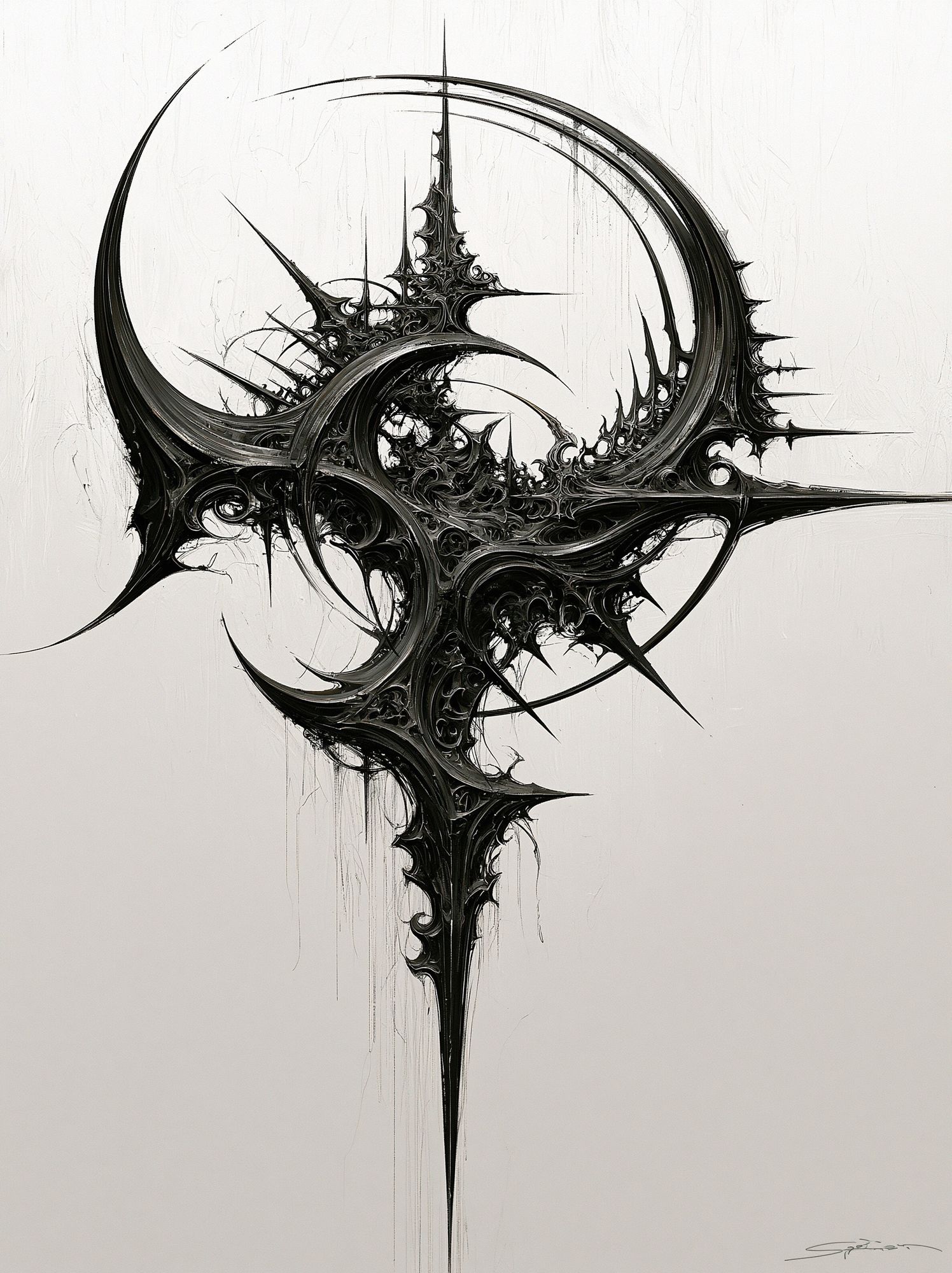 Spiked Monochrome Abstract Poster. poster — abstract art