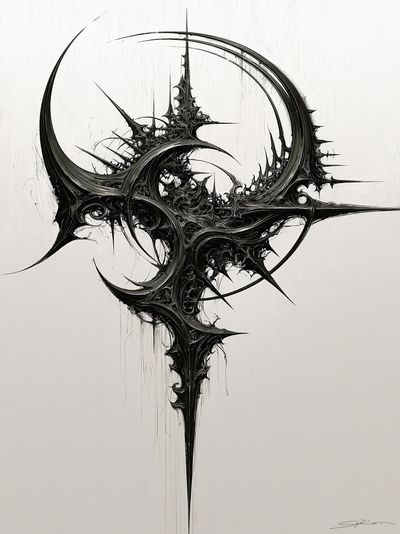 Spiked Monochrome Abstract Poster. poster