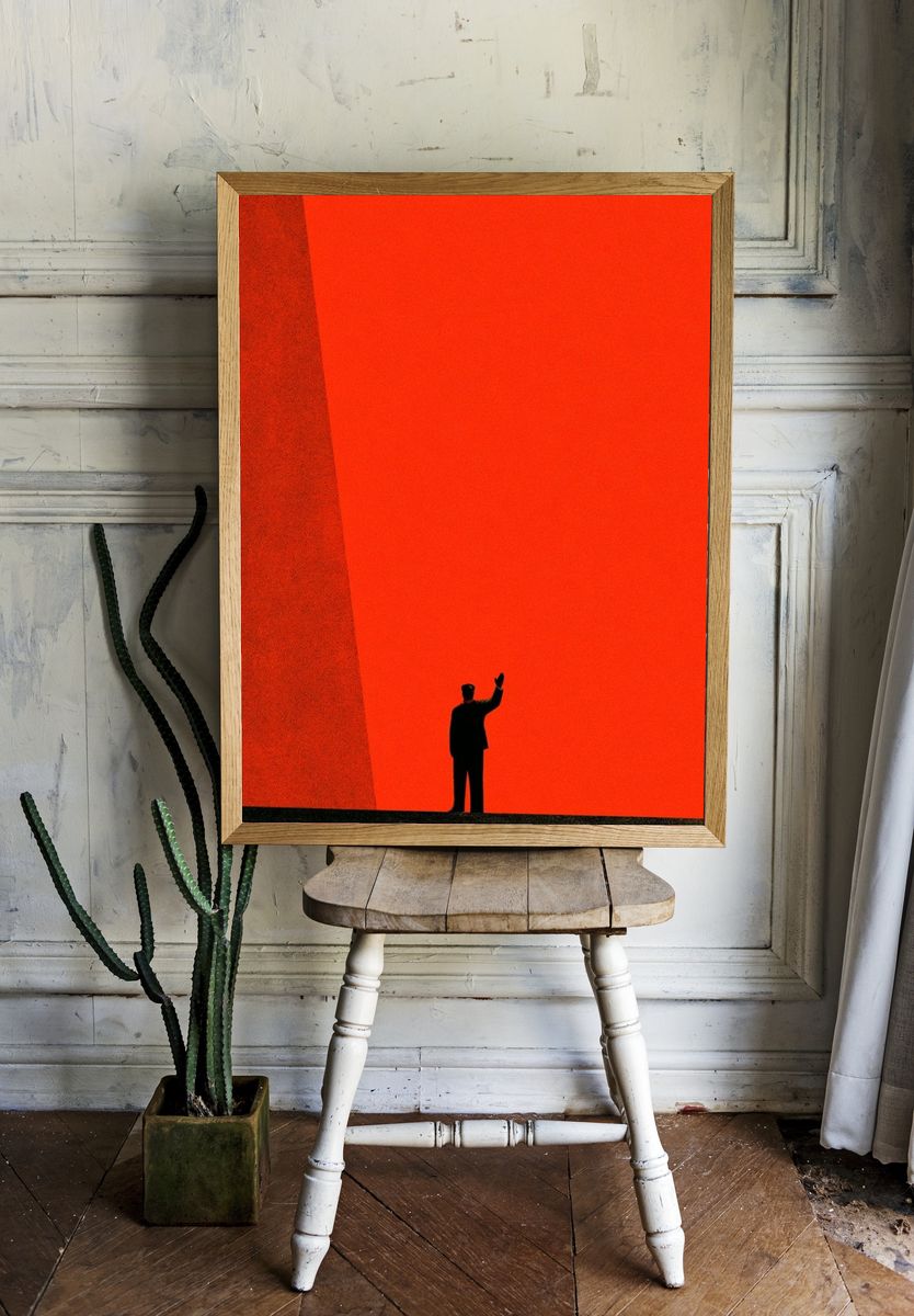 Red Minimalist Silhouette Poster. — room view 1