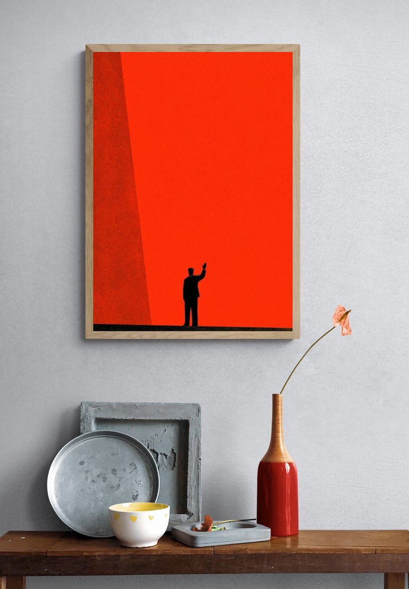 Red Minimalist Silhouette Poster. — room view 3
