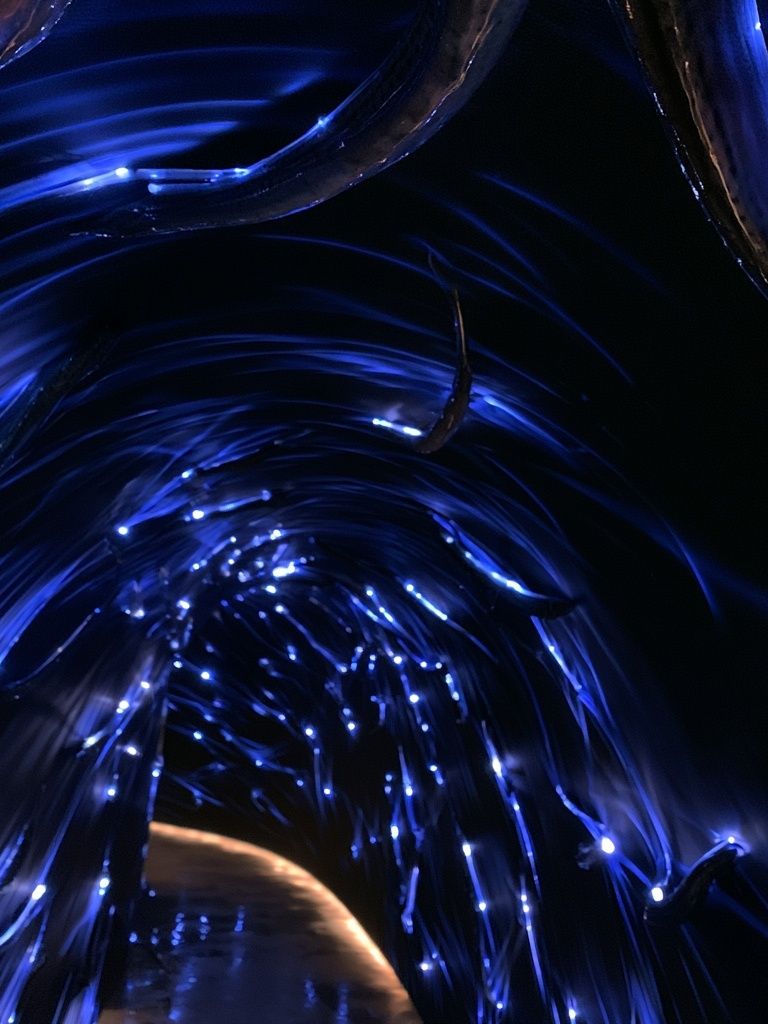 Neon Blue Fiber Tunnel Poster. poster — abstract art