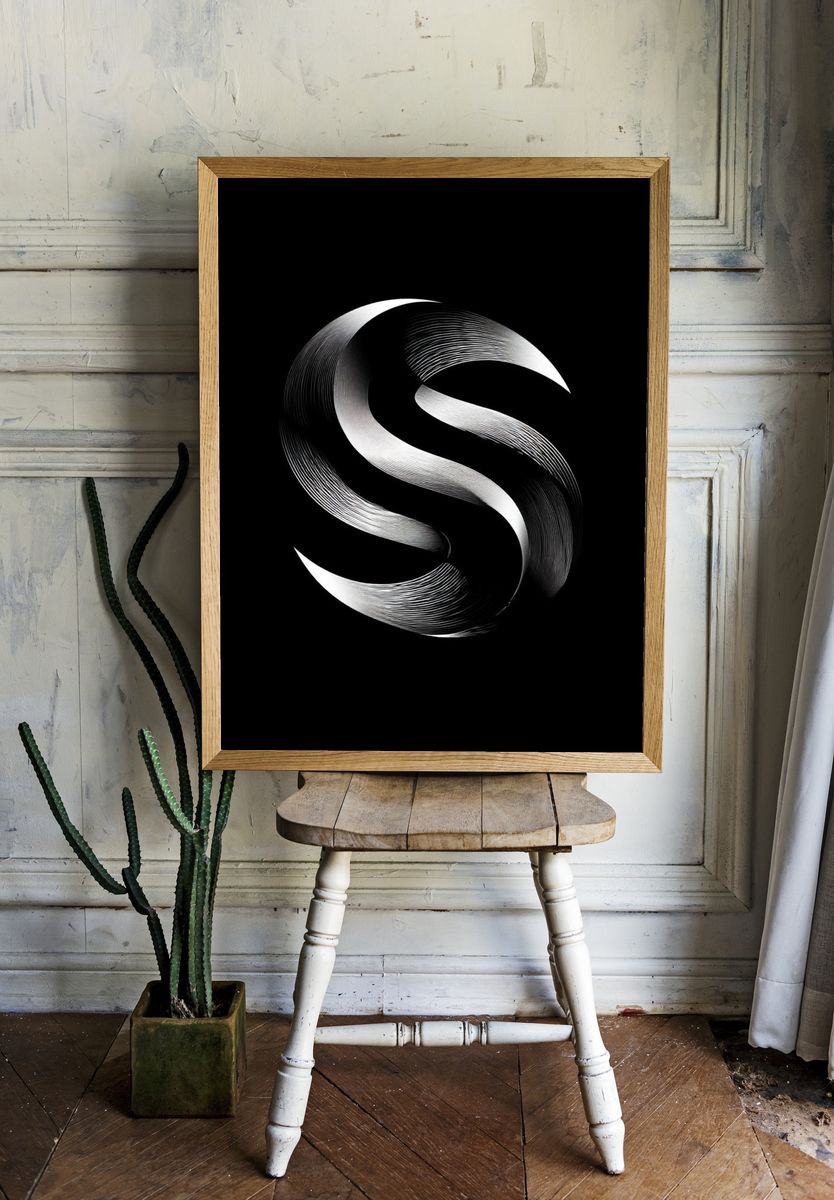 Abstract Monochrome S Poster. — room view 1