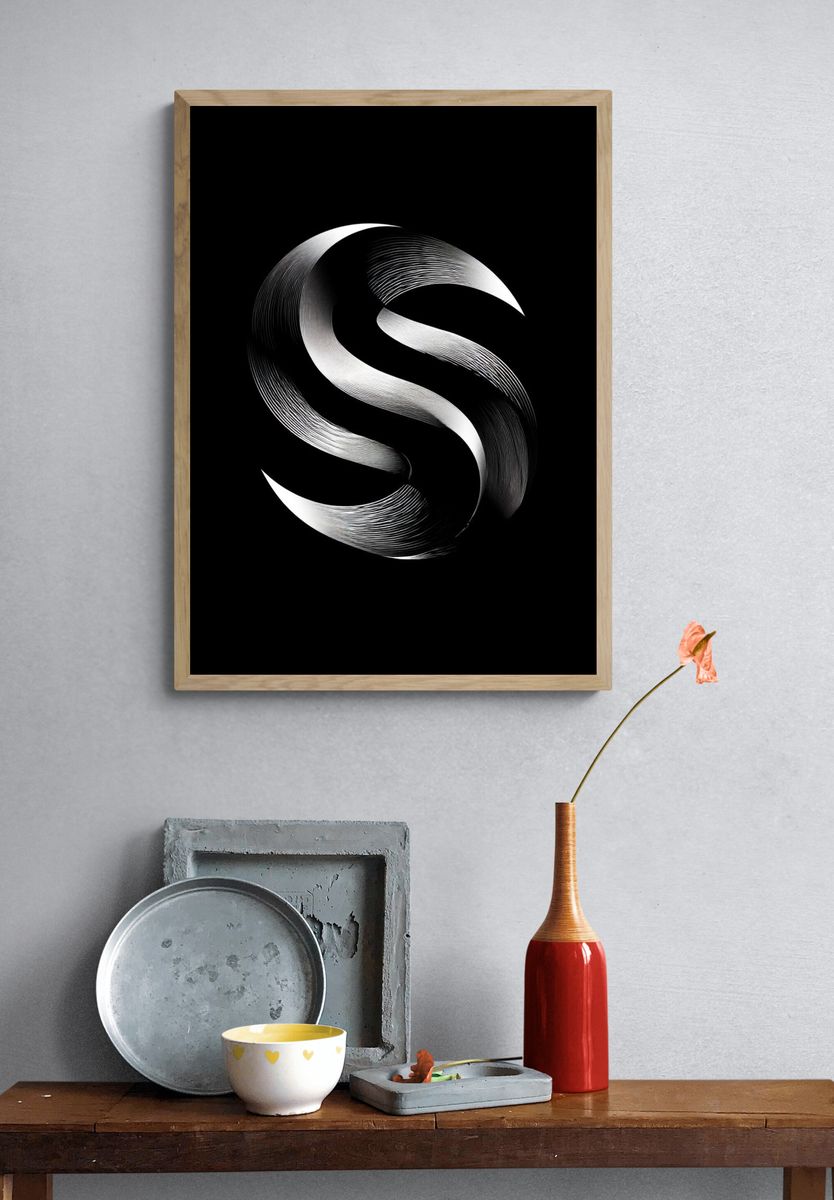 Abstract Monochrome S Poster. — room view 3