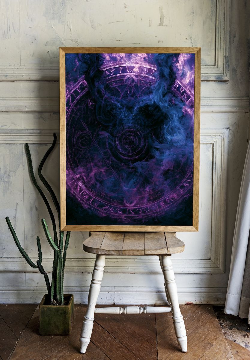 Mystic Smoke Circle Abstract Print. — room view 1