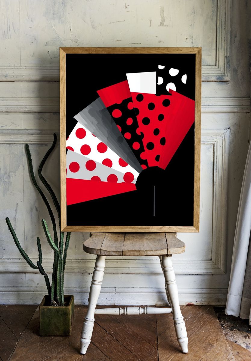 Red Polka Dot Abstract Poster. — room view 1