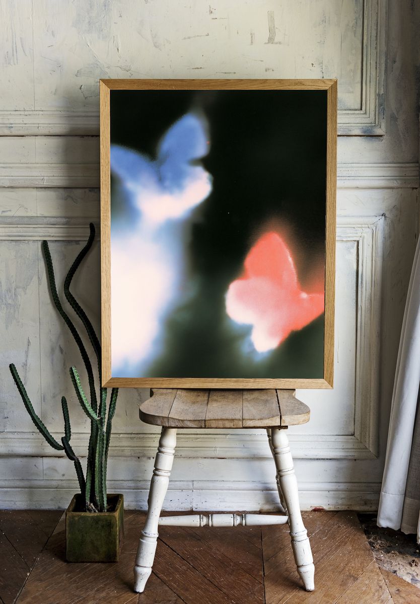 Dreamy Butterfly Abstract Print. room preview
