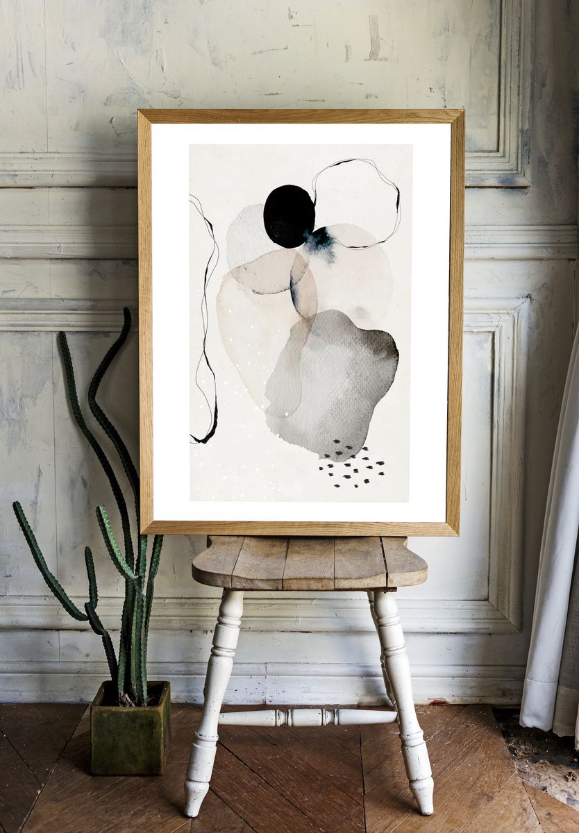 Abstract watercolor circles wall art. room preview