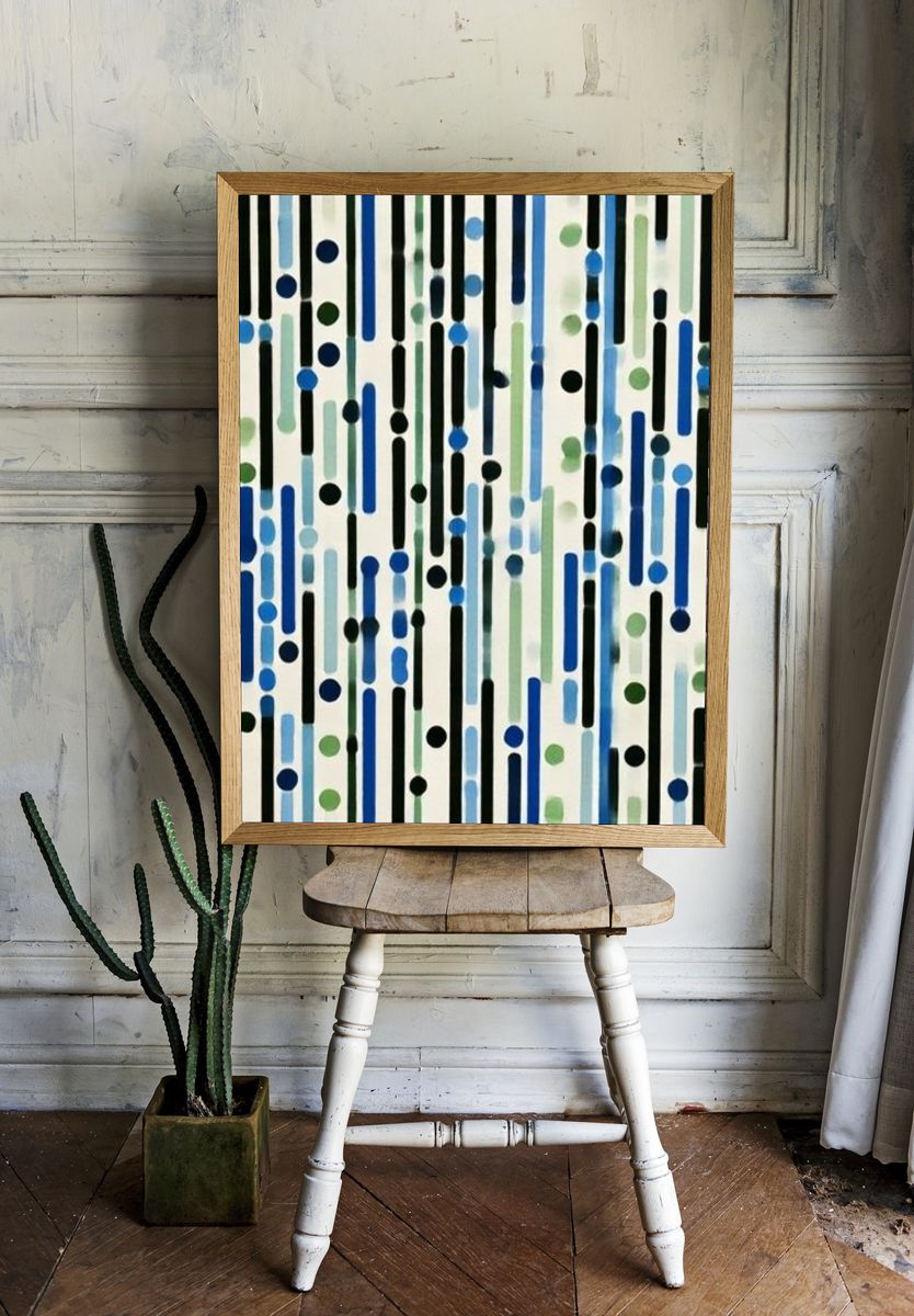 Blue Green Rain Abstract Poster. room preview