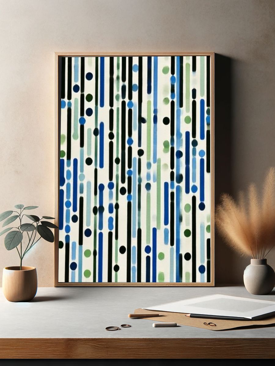 Blue Green Rain Abstract Poster. — room view 2