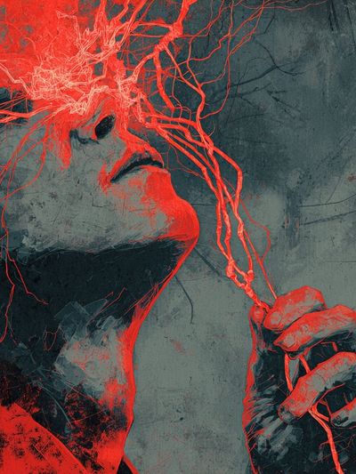 Crimson Mind Abstract Poster. poster print