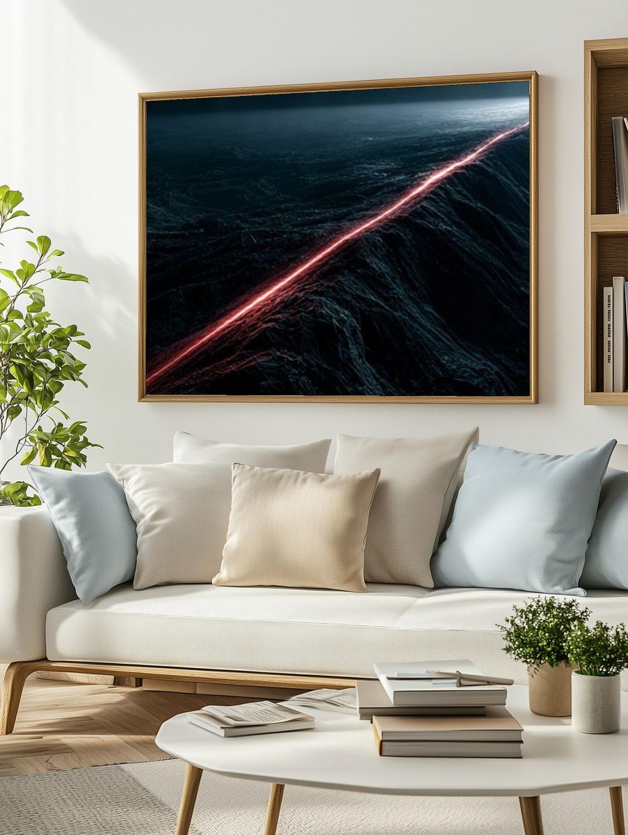 Neon Rift Abstract Print. — room view 2