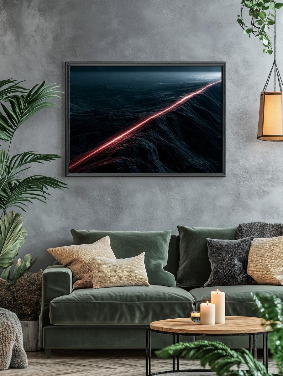Neon Rift Abstract Print. — room view 4