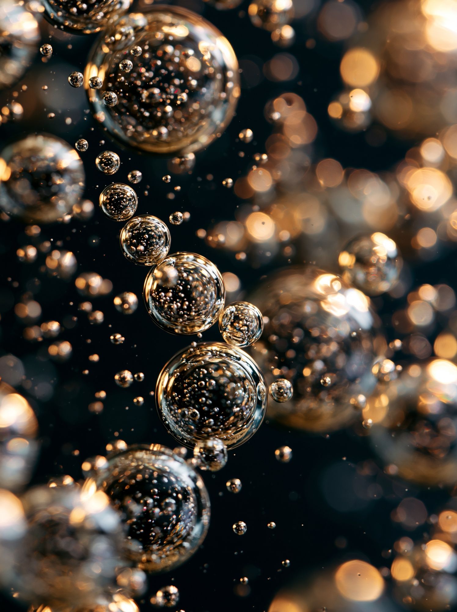 Golden Bubbles Abstract Poster. poster detail