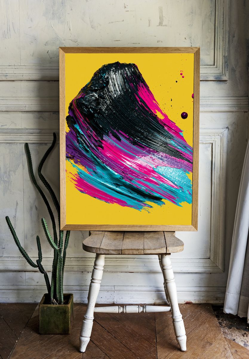 Neon Impasto Abstract Poster. — room view 1